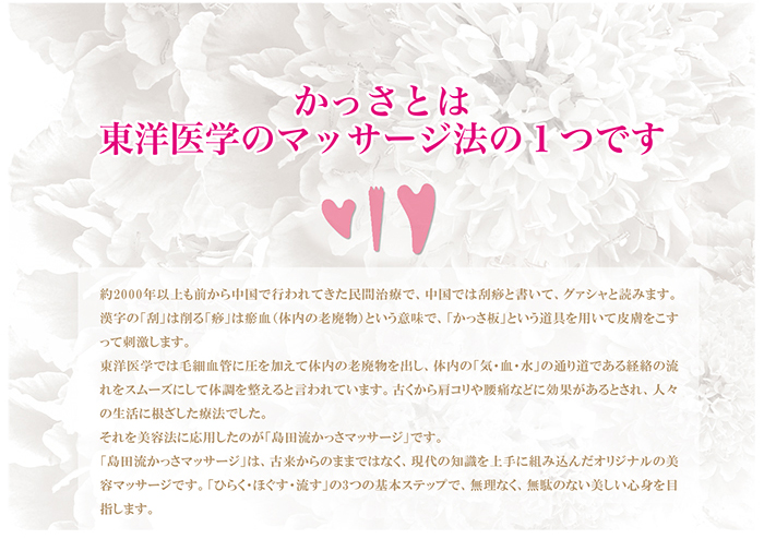 かっさとは、東洋医学のマッサージ法の1つです